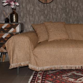 Sofa cover Fylliana Cubes in beige-brown color, size 180x300cm