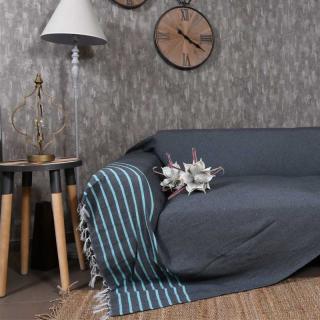 Throw Fylliana in dark grey and blue color, size 170*230cm