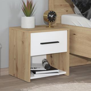 Bedside table Varadero 2NO1F in artisan oak-white color ,size 42x33x42cm