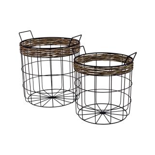 Set of 2 metal basket in black color ,size 39x37x42,5cm