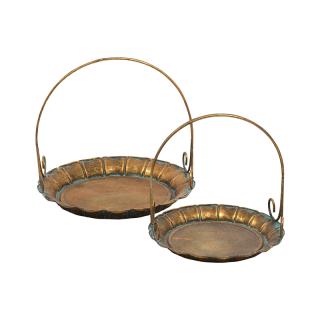 Set of 2 metal tray Fylliana 184 in bronze color ,size 28x28x27cm