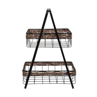 Set of 2 metal basket in base in black color ,size 43x30x60cm