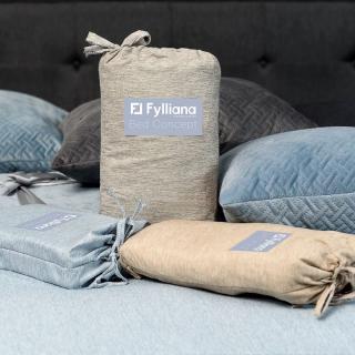 Set Fylliana of two bed king-sized sheets + one pillowslip microsatin lino in brown color, size 240*260cm