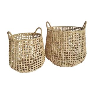 Set of 2 round basket Fylliana FL23614 Boho in natural color ,size 45x35cm+35x30cm