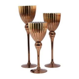 Set Fylliana of three glass candleholders in coffee color, size 30+35+40cm