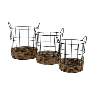 Set of 3 metal basket in black color ,size 36x34x40,5cm