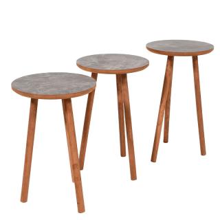 Set Fylliana of three coffee tables in dark brown color, size 33.5*51cm