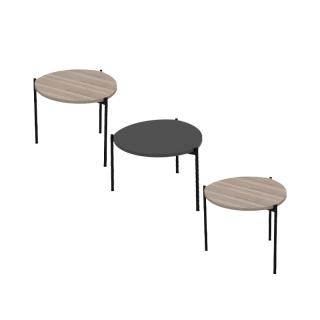 Set of 3 tables Wisdom in grey oak-antrachite color ,size 45x45x45+45x45x40+45x45x35