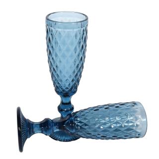 Set Fylliana of six champange glasses in blue color