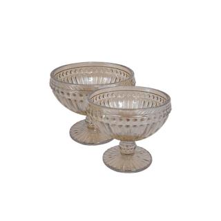 Set Fylliana of six ice-cream bowl glasses with stripes and amber luster