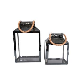 Set Fylliana of two lanterns in black color, size 26*17*42cm