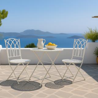 Set table with two chairs Fylliana Gordon in cream color