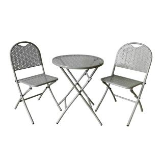 Set table with two chairs Fylliana Edgar in silver grey color 60x60x72εκ