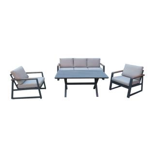 4 PIECES OUTDOOR SET Fylliana Aylin IN DARK GREY COLOR, SIZE 202x85x74cm