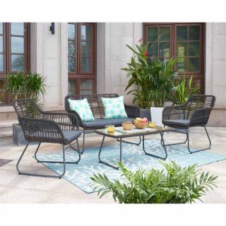 Set lounger Fylliana with four pieces Zakai in grey color