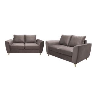 Set Fylliana Caen with two and three seater couches in brown and beige color