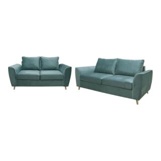 Set Fylliana Caen with two and three seater couches in petrol and mint color
