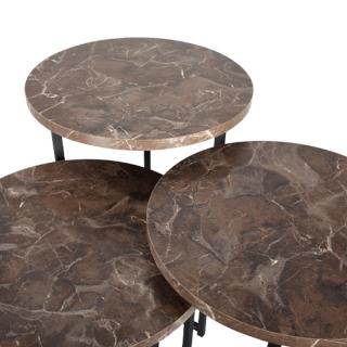 Set of 3 round tables Fylliana 890 in grey marble color