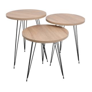 Set of 3 round tables Fylliana 890 in sonoma color 40*52cm