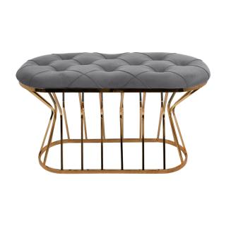 Stool Lithos in metal frame with grey fabric ,size 90x38x53