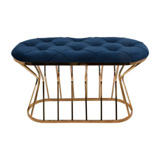 Stool Lithos in metal frame with blue fabric ,size 90x38x53cm