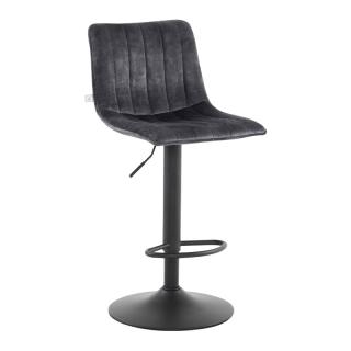 Bar chair Fylliana 1020 grey fabric color with black metal base, size 43x48x112,5cm.