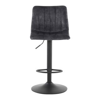 Bar chair Fylliana 1020 grey fabric color with black metal base, size 43x48x112,5cm.