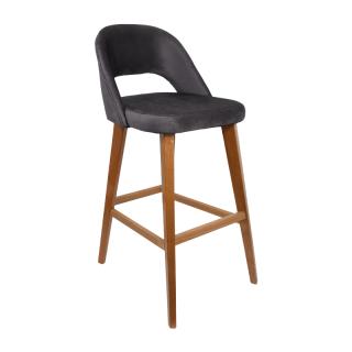 Bar stool Fylliana T-5 Lux grey fabric and golden oak legs, size 43x40x103cm