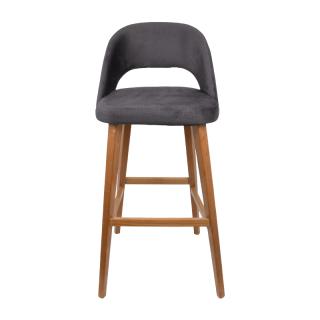 Bar stool Fylliana T-5 Lux grey fabric and golden oak legs, size 43x40x103cm