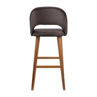 Bar stool Fylliana T-5 Lux brown fabric and golden oak legs, size 43x40x103cm