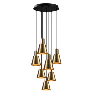 Round Lighting with 7 lamps Fylliana 220 in black-gold color size 40*120cm