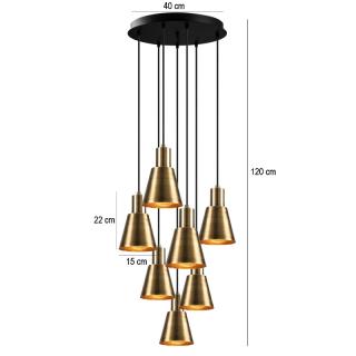 Round Lighting with 7 lamps Fylliana 220 in black-gold color size 40*120cm
