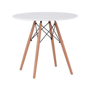 Round dinning table Fylliana 902-2 in white color with wooden legs, size 80x75cm