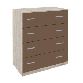 Chest of four drawers Fylliana Smile in grey oak and latte color, size 80*45*90cm
