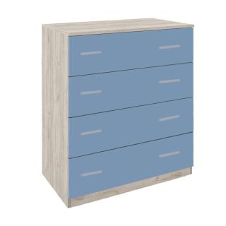 Chest of four drawers Fylliana Smile in grey oak and blue color, size  80*45*90cm