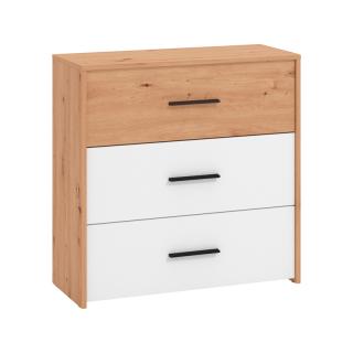 Cabinet Varadero 3F in artisan oak and white color ,size 80,5x33x80,5cm