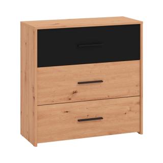 Cabinet Varadero 3F in artisan oak and black color ,size 80,5x33x80,5cm
