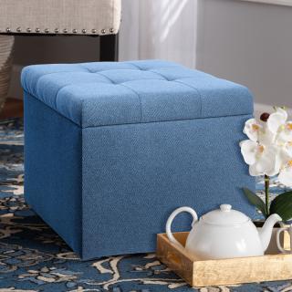 Opening stool with storage space in blue color, size 50*50*46