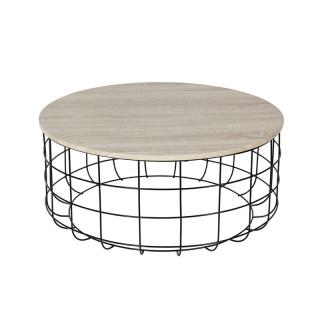 Coffee metallic table Fylliana with steel in sonoma color, size 80cm