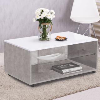 Coffee table center Fylliana Bert concrete - white high gloss foil BT BLF 101*60*45
