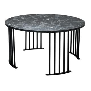 Round coffee table Fylliana 767 in black marble color 90*49