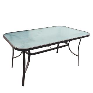 Table Fylliana in brown color with glass, size 140x80x70cm