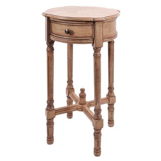 Side table Fylliana in round shape with one drawer and Sahara beige color, size 45*45*70