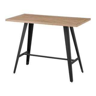 Bar table Fylliana with wood immitation top and metallic base, size 140x70x105cm