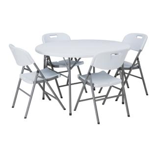 Round table Fylliana in white color, size 120*74cm