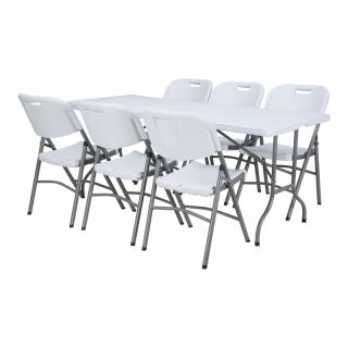 Folding table Fylliana in white color, size 153,5x70x74cm