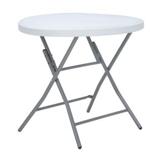 Table Fylliana round catering in white color with grey skeleton, size 80*74cm