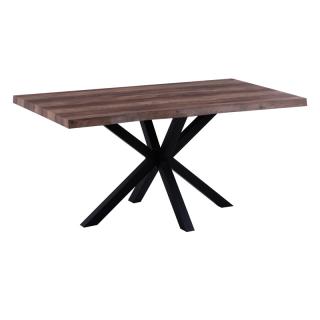 Dining table Fylliana with metallic base and paper mdf top in Sonoma color, size 180*90*75