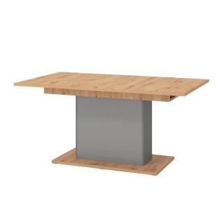 Openable dinner table Andora KS in artisan oak-grey mat foil-grey painted glass ,size 160(+40)*91.5*76cm