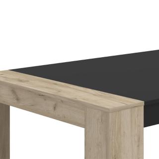 Dinner table CARRARA 154 in grey oak-black color ,size 154x90,5x74,5cm